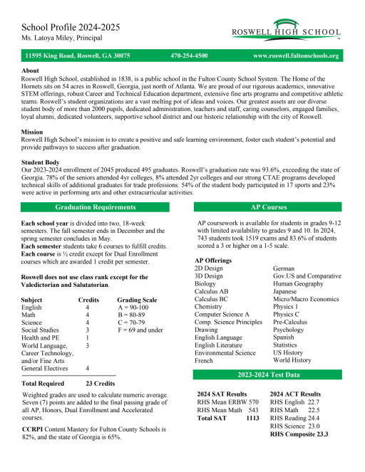 School Profile - Roswell High School