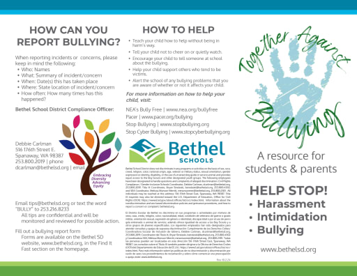 Report Harassment, Intimidation, and Bullying (HIB) - Bethel 