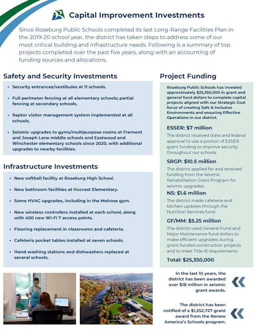 Capital Improvement Investments - Roseburg Public Schools