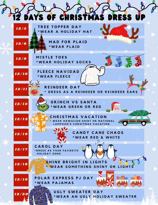 12 Days of Christmas Dress up News Details Mountainside Elementary