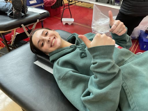 Student Kate Nagel at CHS Blood Drive