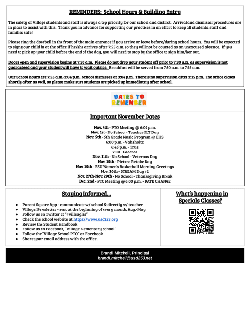 Village Elementary 11/2024 Newsletter | News