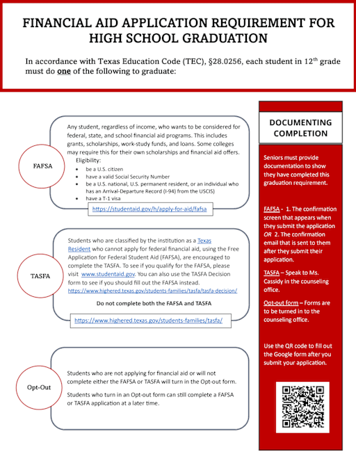 FAFSA/TASFA Graduation Requirement - Cypress Woods High School