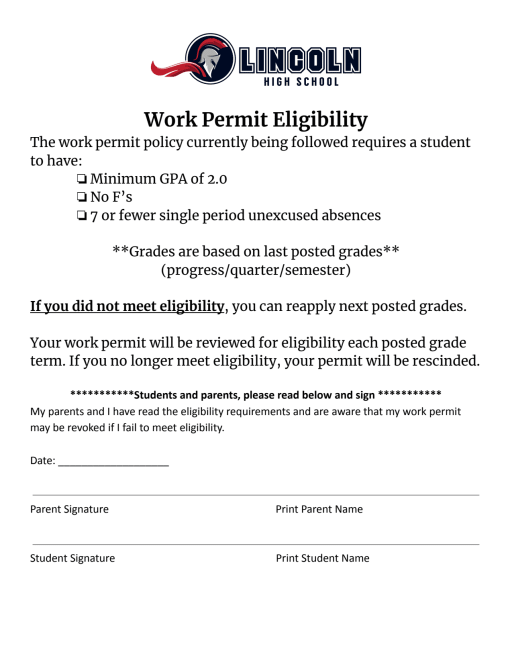 Work Permits - Lincoln High School