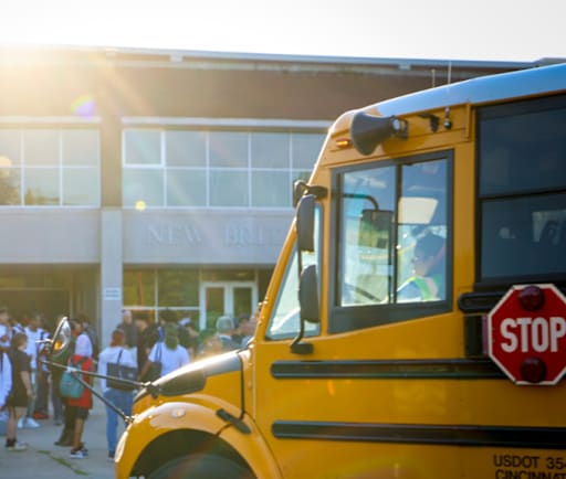 Elementary School Building Bus