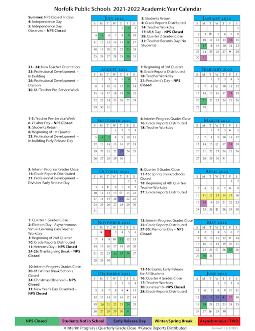 2021 - 2022 Academic Calendar