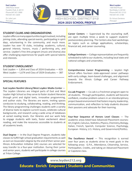 School Profile - Leyden High School District 212