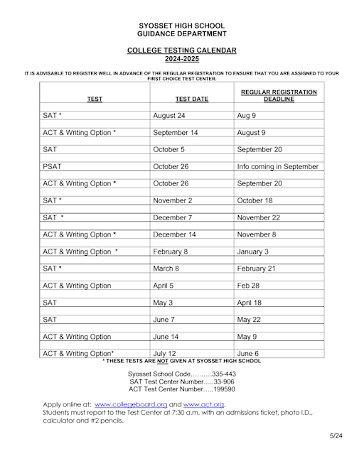 act dates 2025 25 pdf