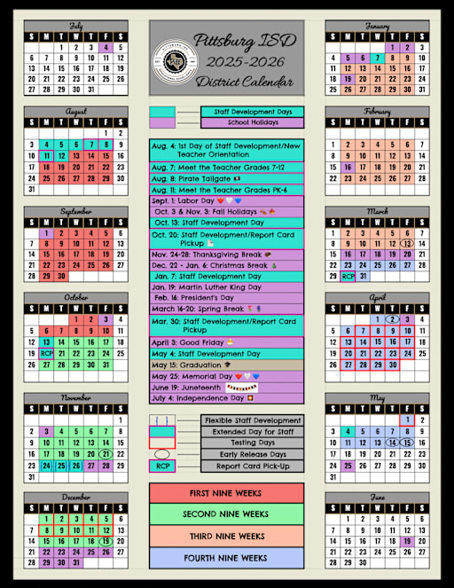 District Calendar - PITTSBURG ISD