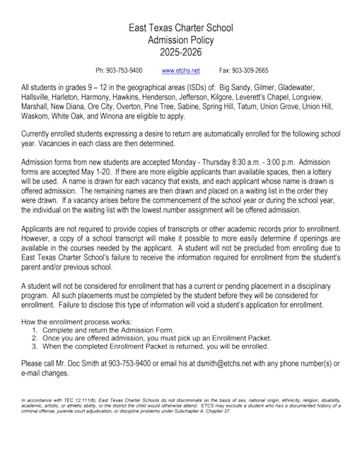Admission Policy