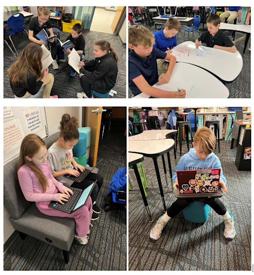 Students utilizing flexible seating 