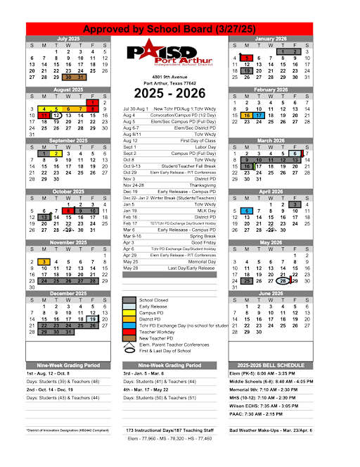 District Calendar - Lakeview Elementary School