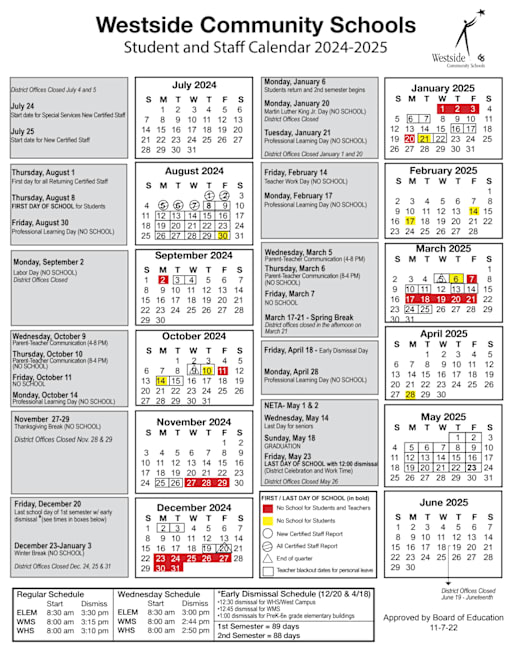 Staff Calendar 2024-25