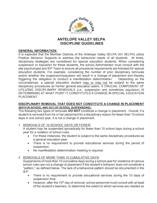 in school suspension rules pdf