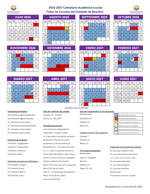 2026-27 Academic School Calendar - Beaufort County School ...