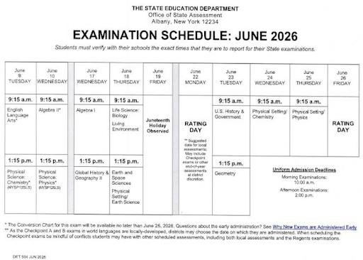 Regents Exams Schedule 2025-2026 - Eden Central School District