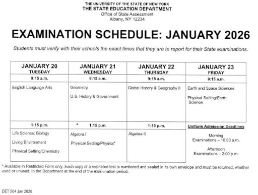 Regents Exams Schedule 2025-2026 - Eden Central School District