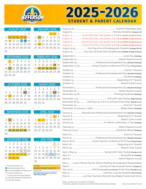 25-26 District Calendar - L.W. Higgins High School