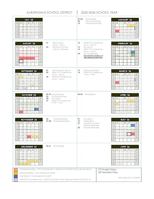 School Year Calendar