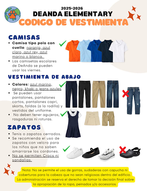 2025-26 Dress Code - DeAnda Elementary School 2025-26 Dress Code - DeAnda Elementary School