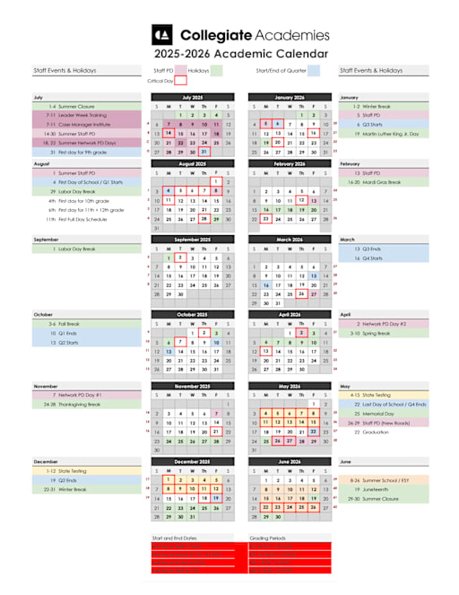 Calendar - Rosenwald Collegiate