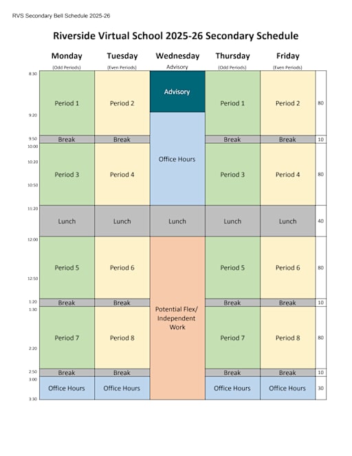 Bell Schedule - Riverside Virtual School