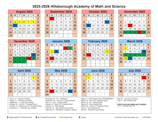 HAMS SCHOOL CALENDAR | Hillsborough Academy of Math and Science