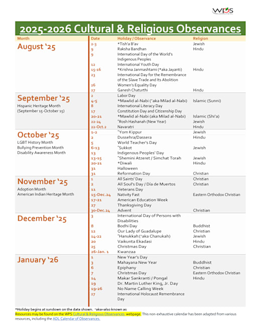 Religious Observances In August 2026 To Be Aware Of