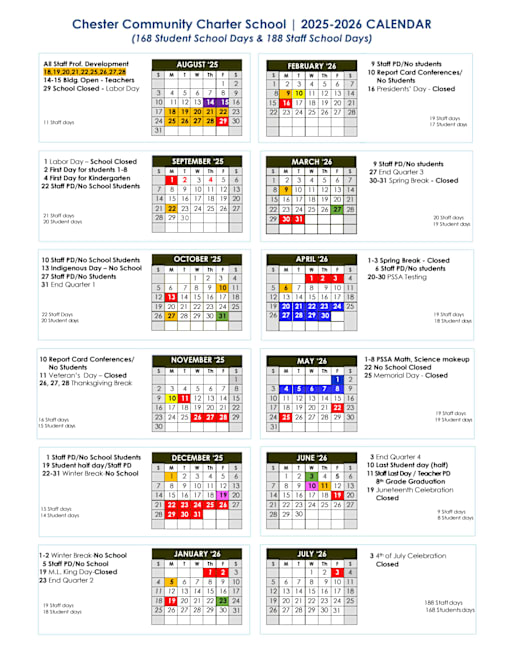 Calendar - Chester Community Charter School