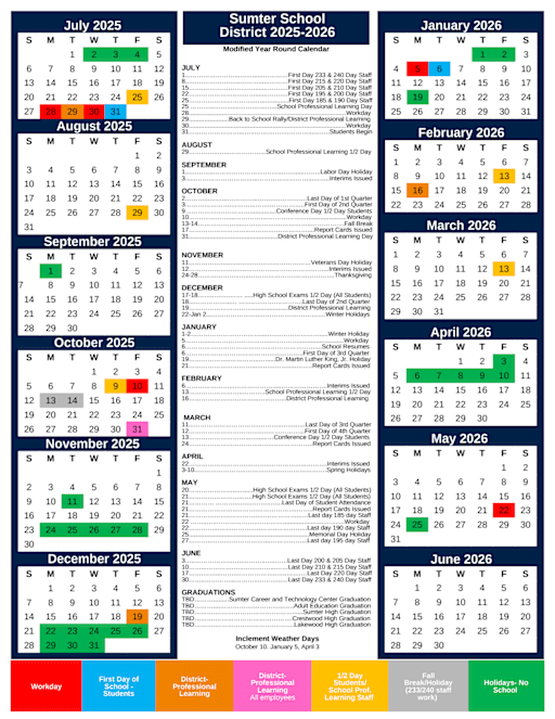2025-2026 District School Calendar - Alice Drive Middle School