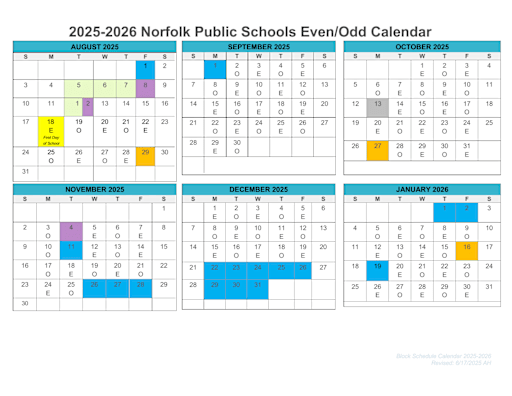 2024-2025 E-O Block Schedule