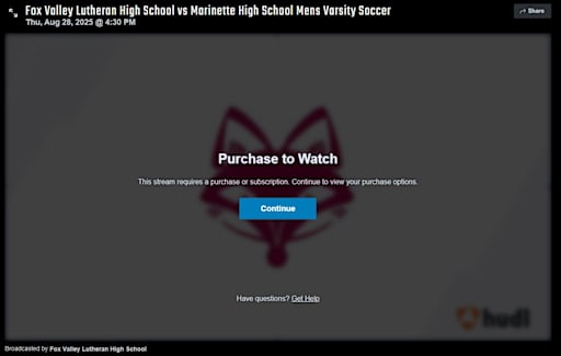 screenshot of Hudl purchase page