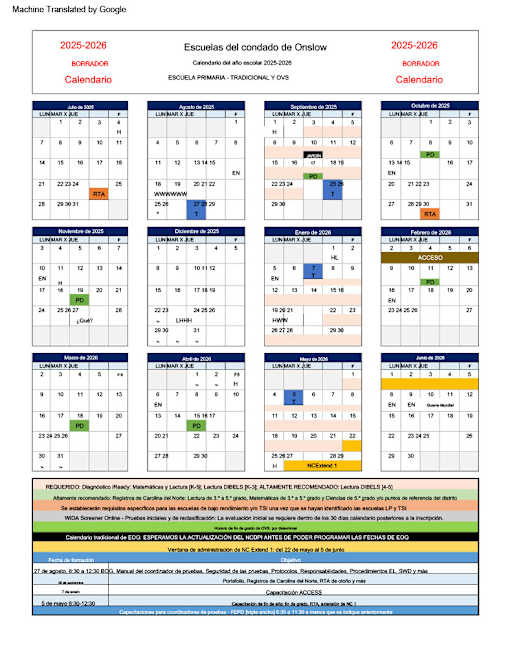 Official Onslow County School Calendar Overview 1 Assessment Calendar - Summersill Elementary School