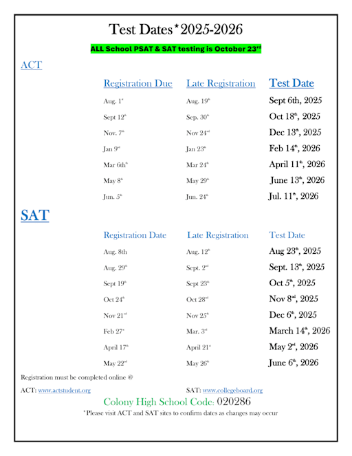 act dates 2025 25 pdf