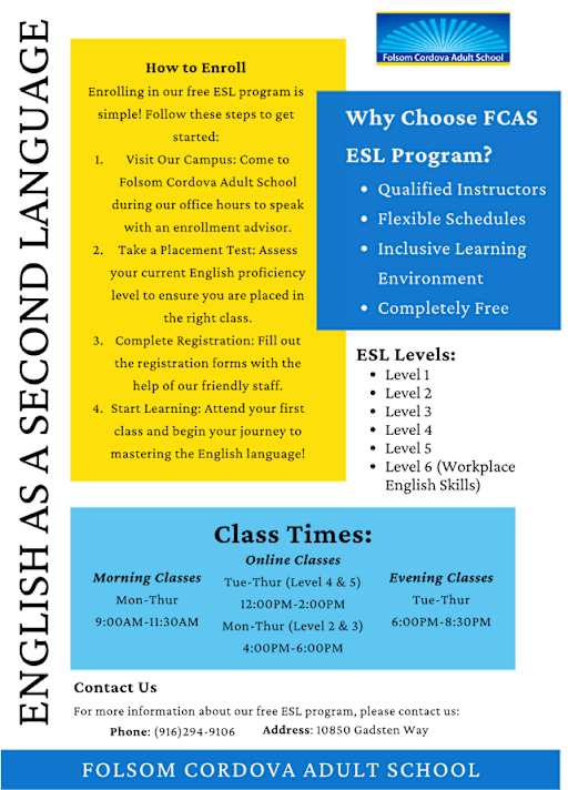 English as a Second Language (ESL) - Adult Education