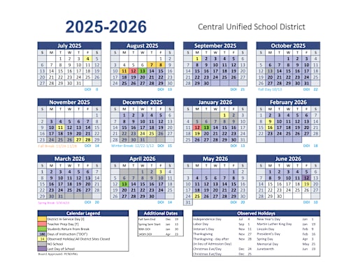 2025-2026 School Year Calendars - Pershing Continuation High