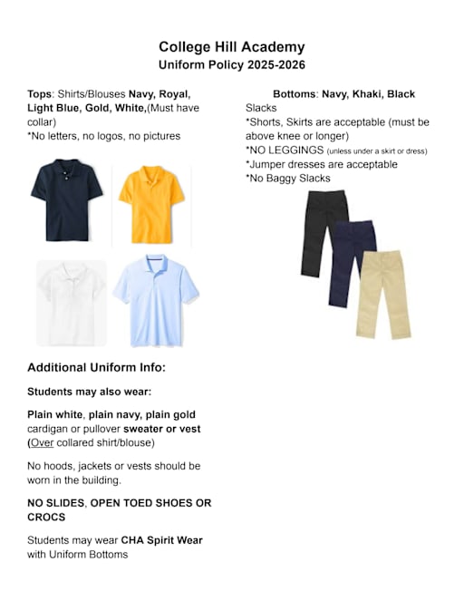 Uniform Policy - College Hill Fundamental Academy