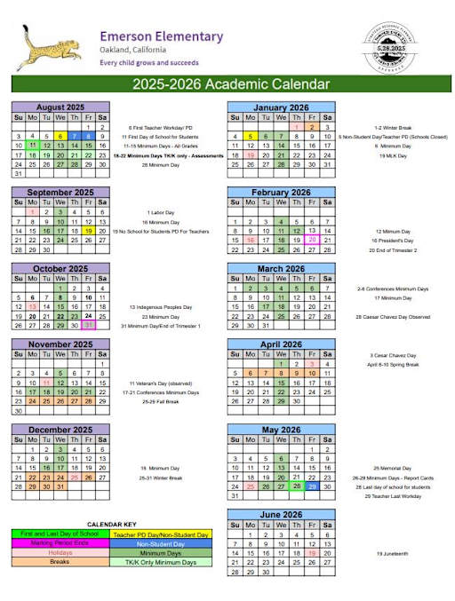 Academic Calendar - Emerson Elementary School