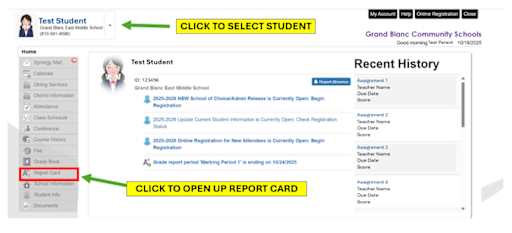 Viewing Report Cards on ParentVue - Grand Blanc Community School District