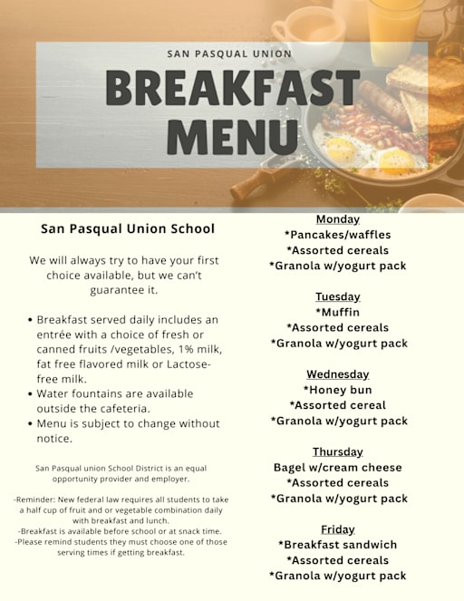 continental breakfast menu pdf
