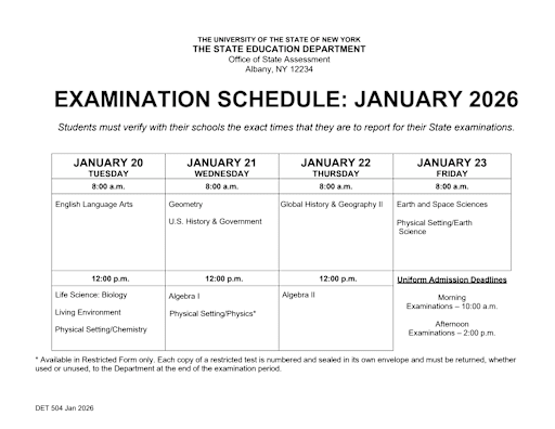 Regents Exam Schedule