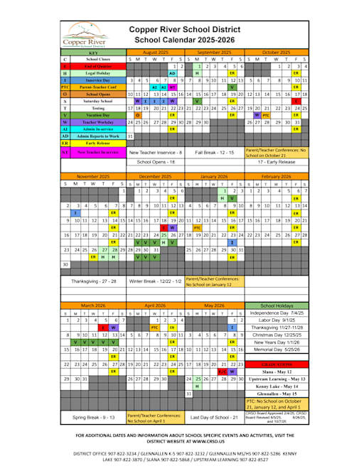 District Calendar - Copper River School District