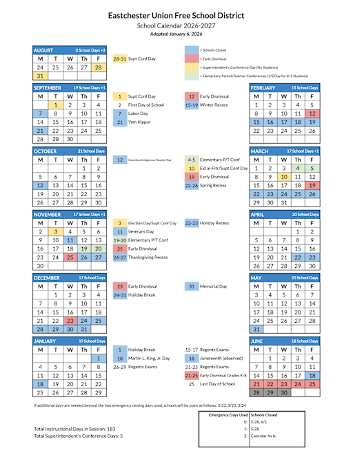 District Approves Calendar for 2026-2027 School Year | News Article