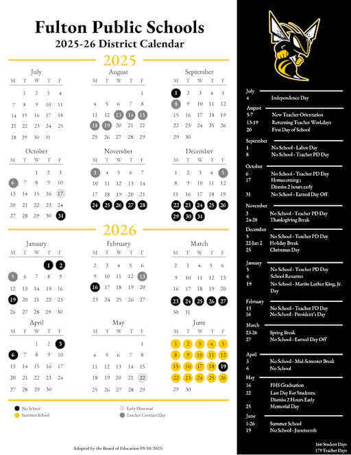 2025-26 District Calendar - Fulton Public Schools