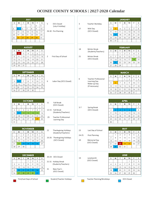 Calendar - Oconee County Schools