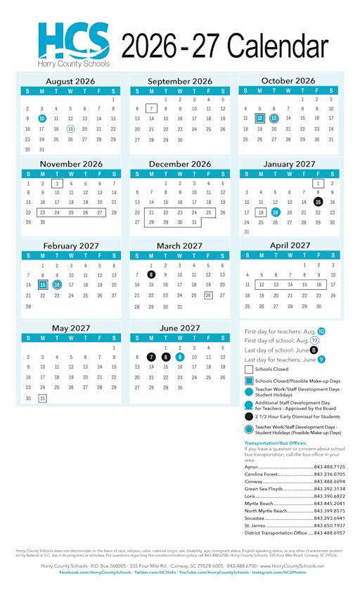 Calendar - Horry County Schools