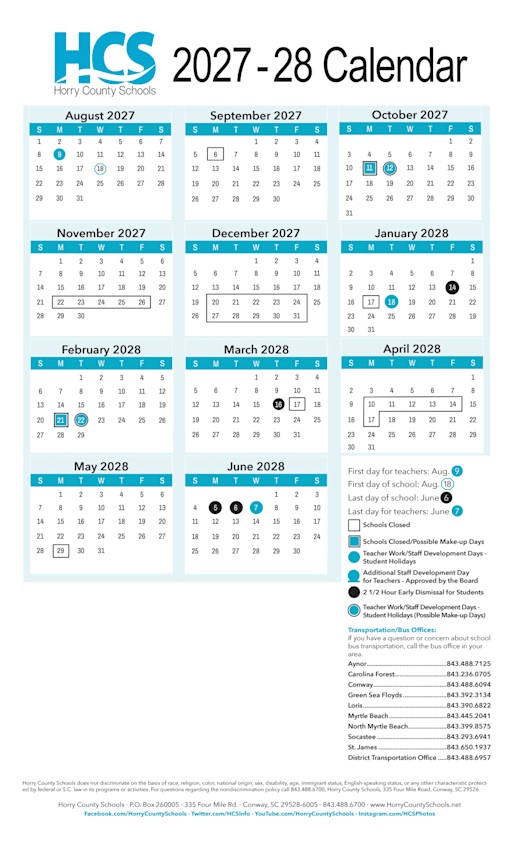 Calendar - Horry County Schools