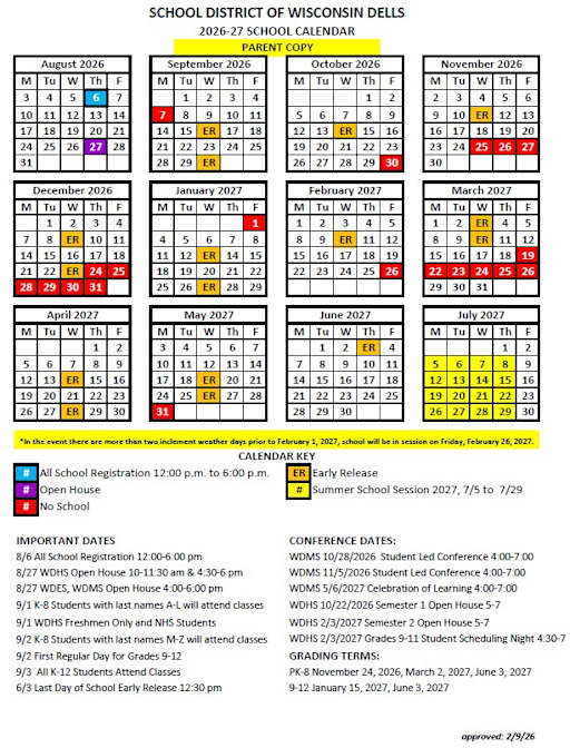 Calendar - School District of Wisconsin Dells