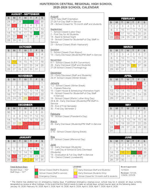 Calendars - Hunterdon Central Regional High School