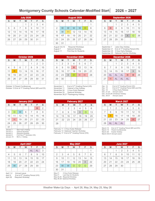 2026-2027 MCS Calendar - Montgomery County Schools